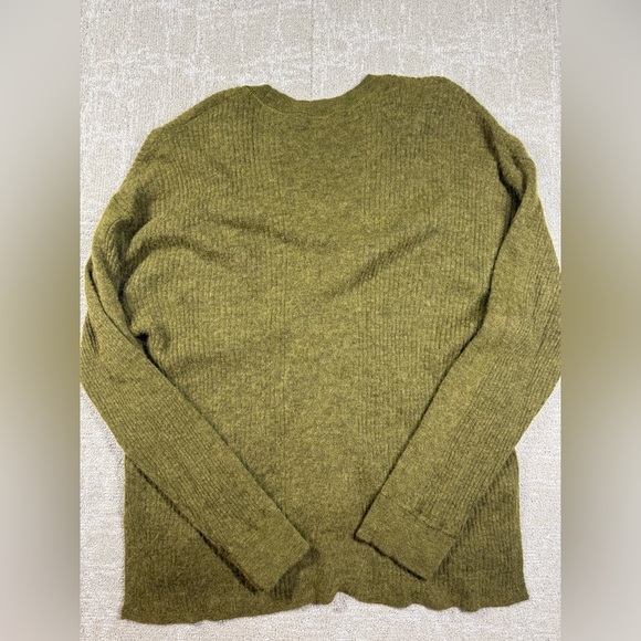 Madewell Olive Green Ribbed Alpaca Blend Crew Neck Long Sleeve Sweater Sz XXL - Picture 6 of 6